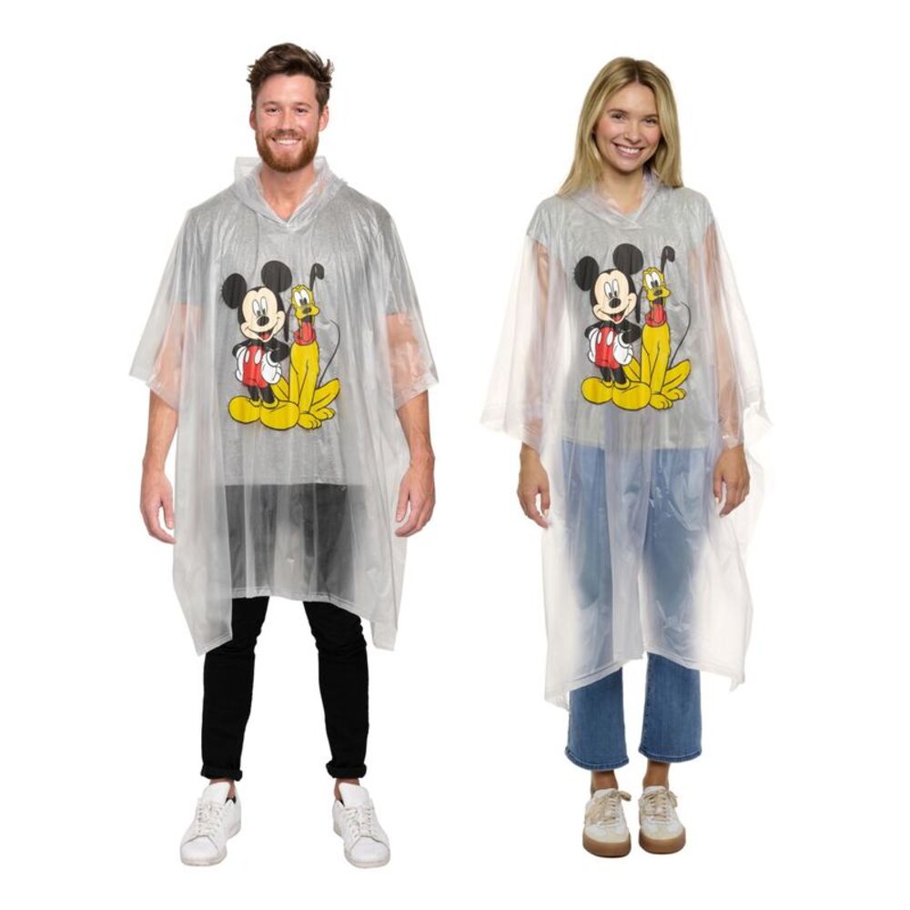 New Adult Disney Mickey Mouse & Pluto Rain Poncho 2-Pack Set Water Resistant